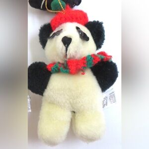 Vintage 1987 Applause Plush Stuffed Panda Bear Christmas Ornament Super Cute HTF